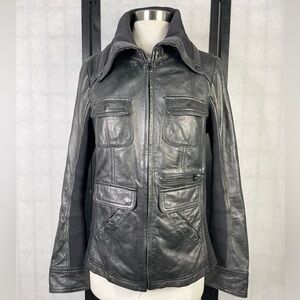 Women's Black Leather Jacket. S